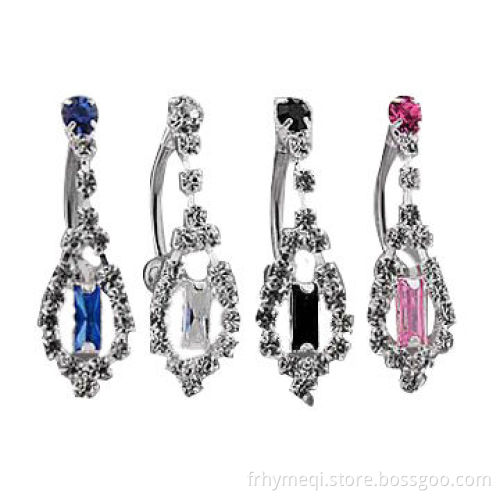 Dangling Crystal Navel Belly Rings, Customized Colors Available